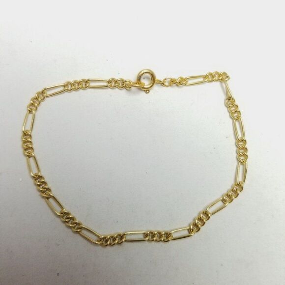 Vintage Simple Gold Tone Chain Bracelet, Nice Length Unisex Style, Stacking - Picture 1 of 4